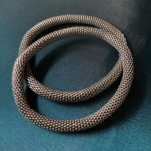 Silver Mesh Bangle set of 2 stretch Bracelets